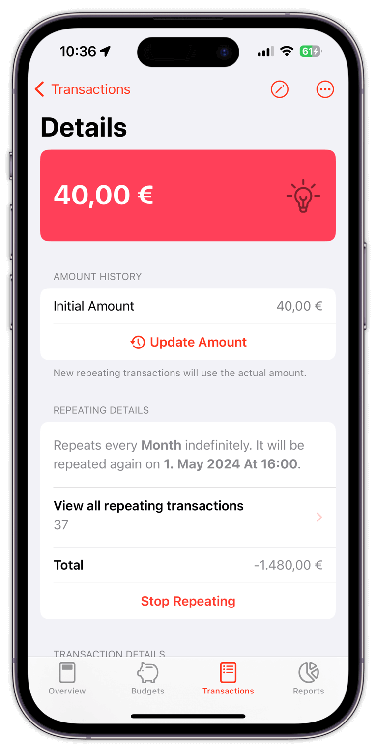 Transaction Details For Your Subscriptions