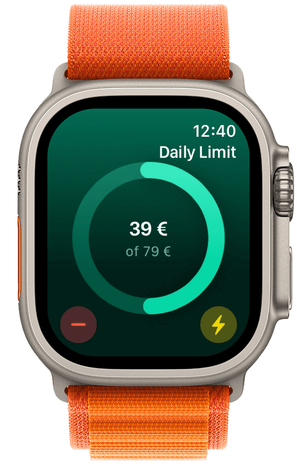 MoneyCoach auf der Apple Watch mit Tageslimit