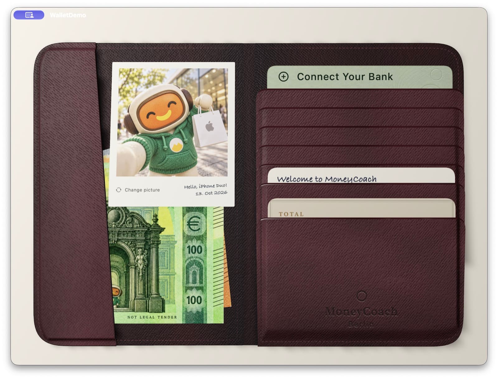 A photo resting over folded cash