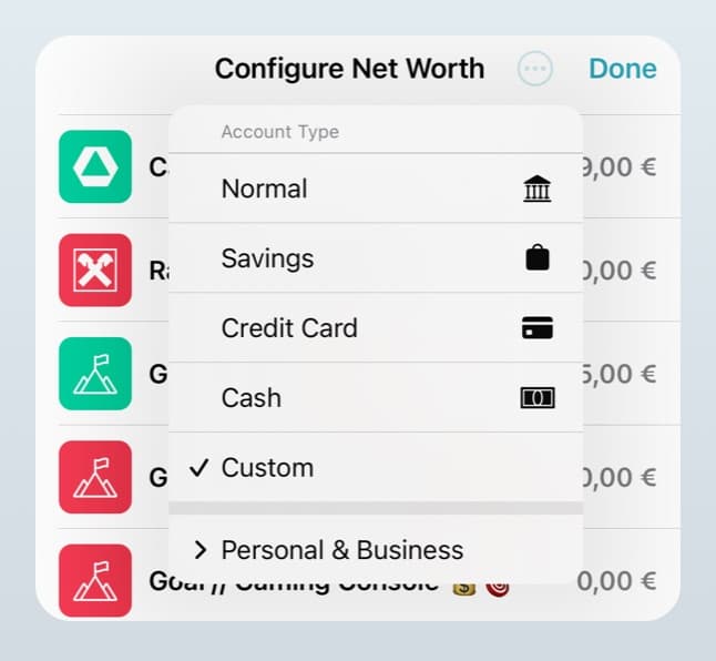 Image: Moneycoach filters fill icons