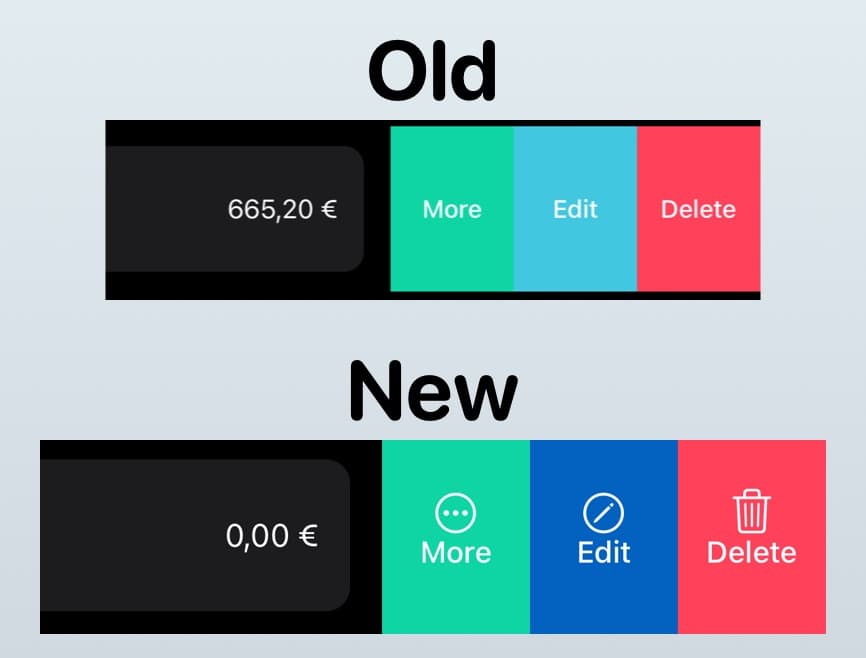 Image: Moneycoach new swipe actions