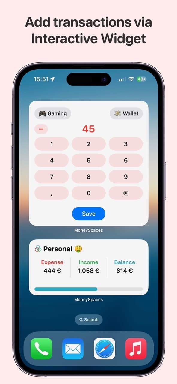Image: Moneyspaces widget