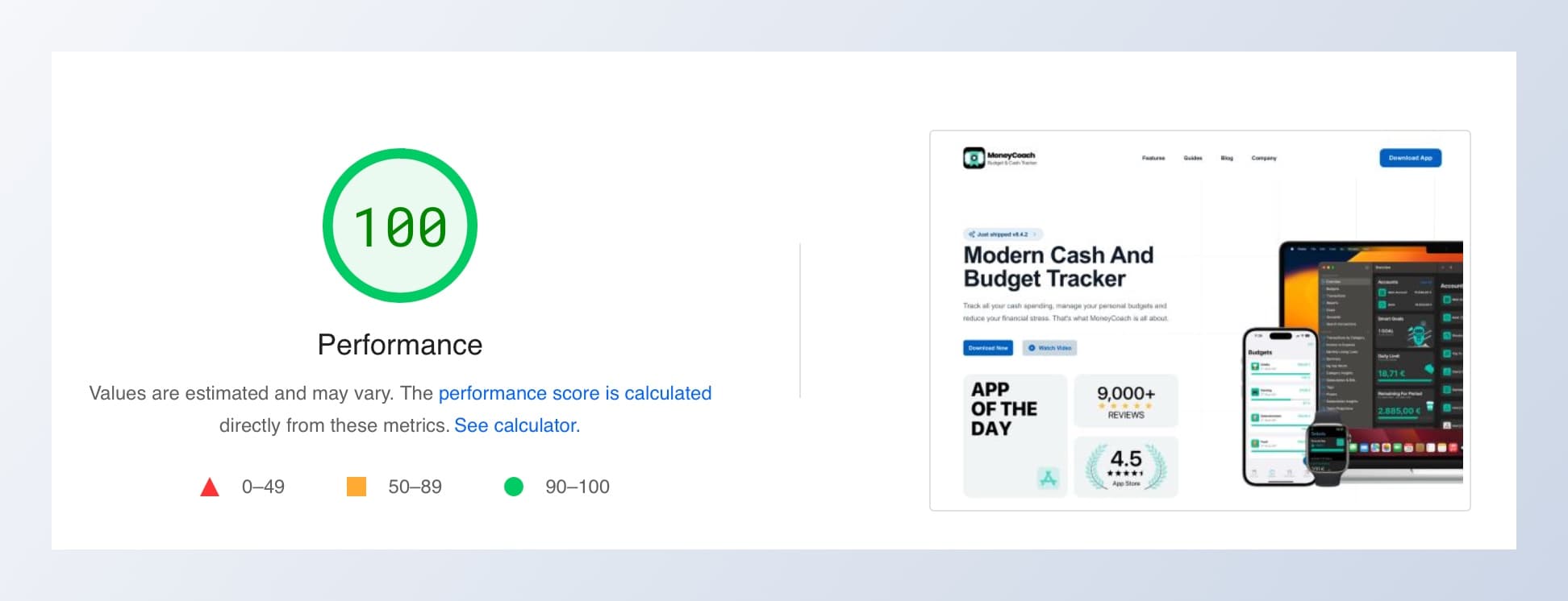 Image: New website pagespeed