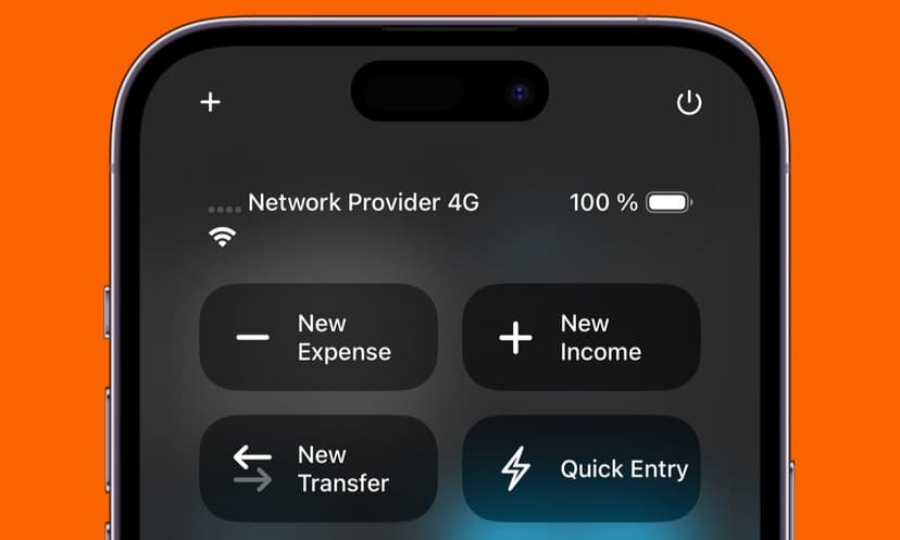 Quick access from the Control Center to add new expenses, income and transfers.