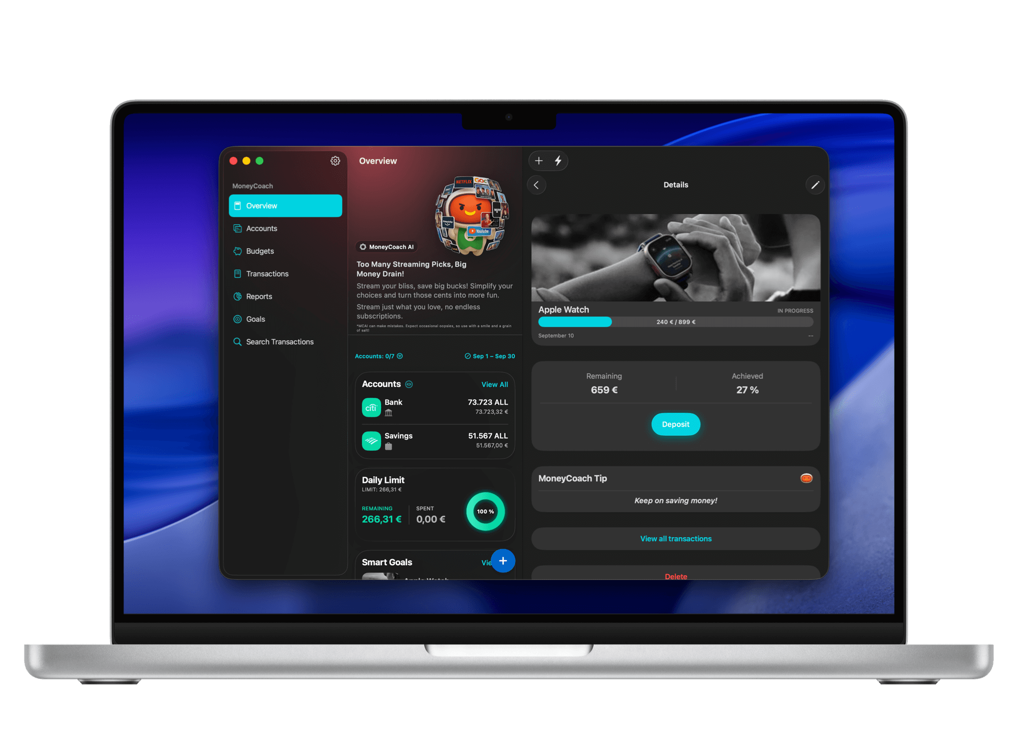 MoneyCoach budget and reports on Mac