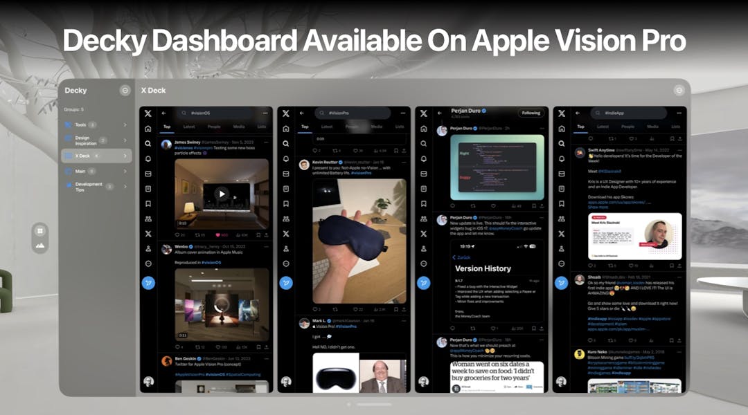 Today, we are pleased to announce that Decky Dashboard is now available on Apple Vision Pro.