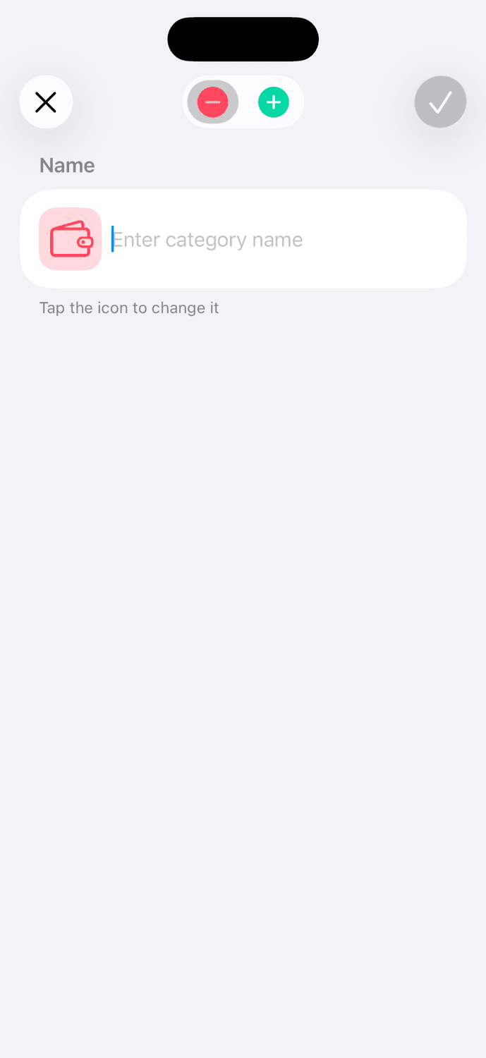 MoneyCoach new category screen