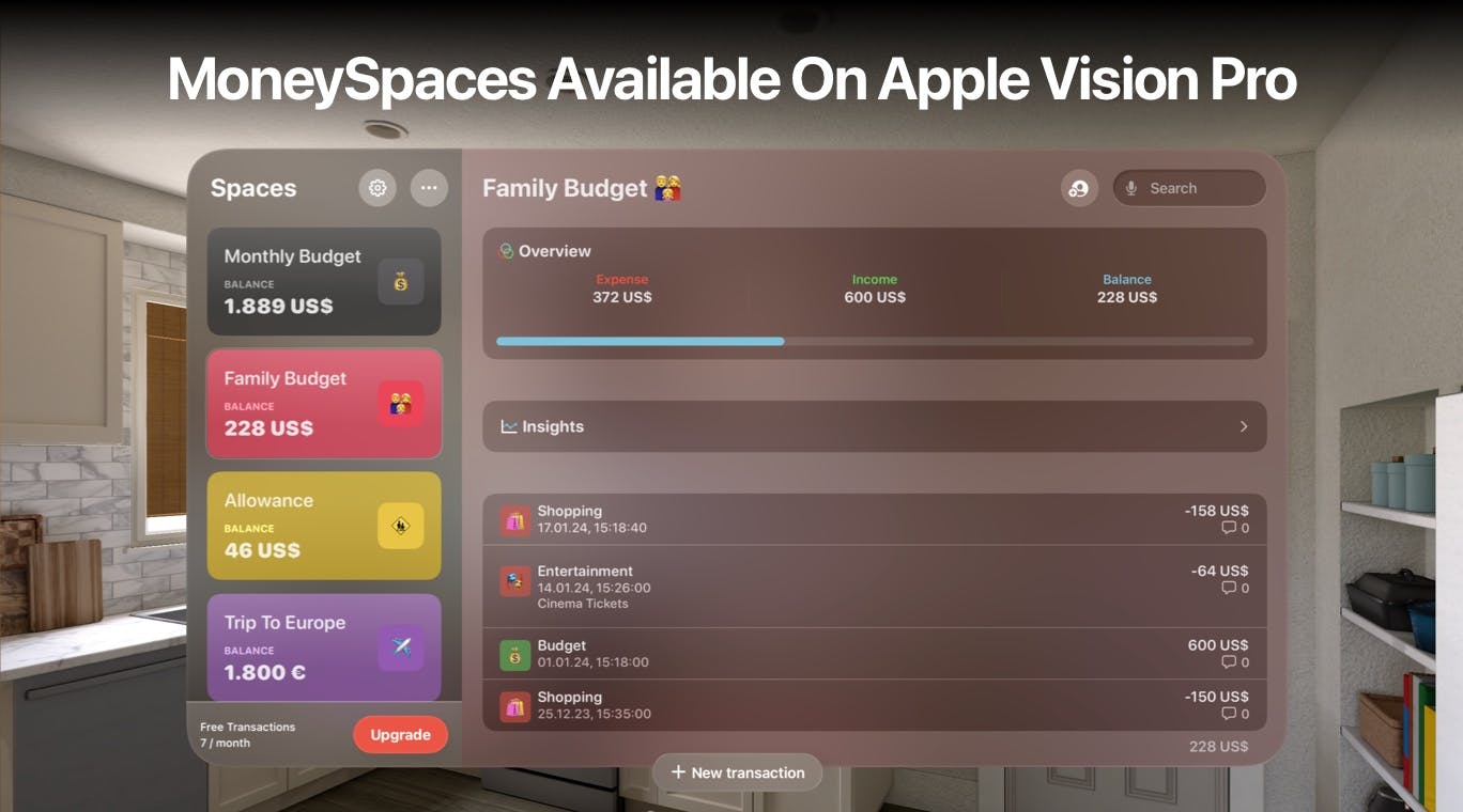 MoneySpaces Available Now On Apple Vision Pro