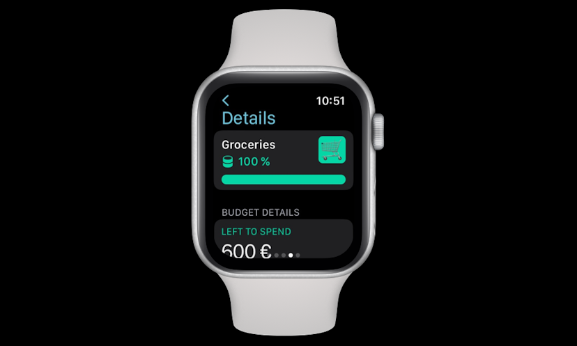 With MoneyCoach on your Apple Watch, you can quickly and easily add new transactions, check your balances and see what’s coming up next.