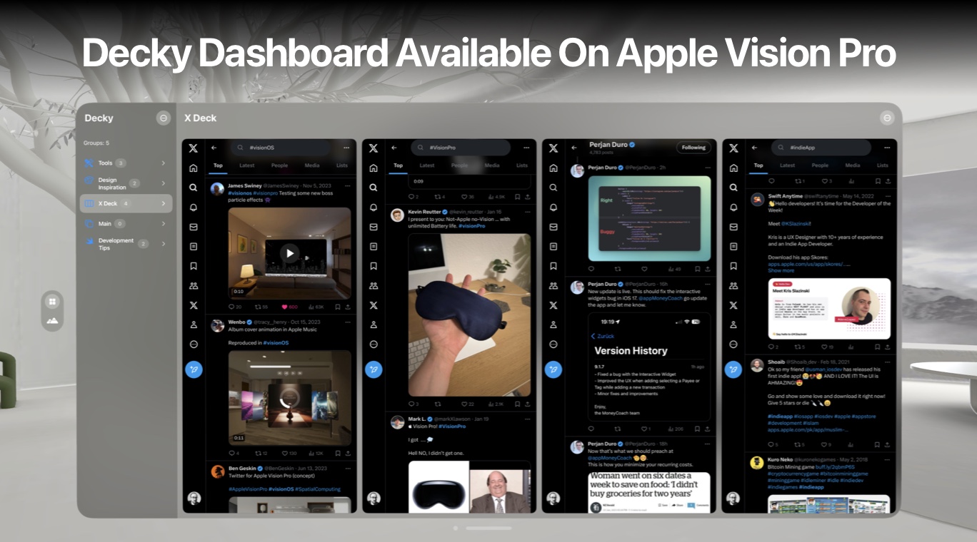 Decky Dashboard Launches On Apple Vision Pro - MoneyCoach